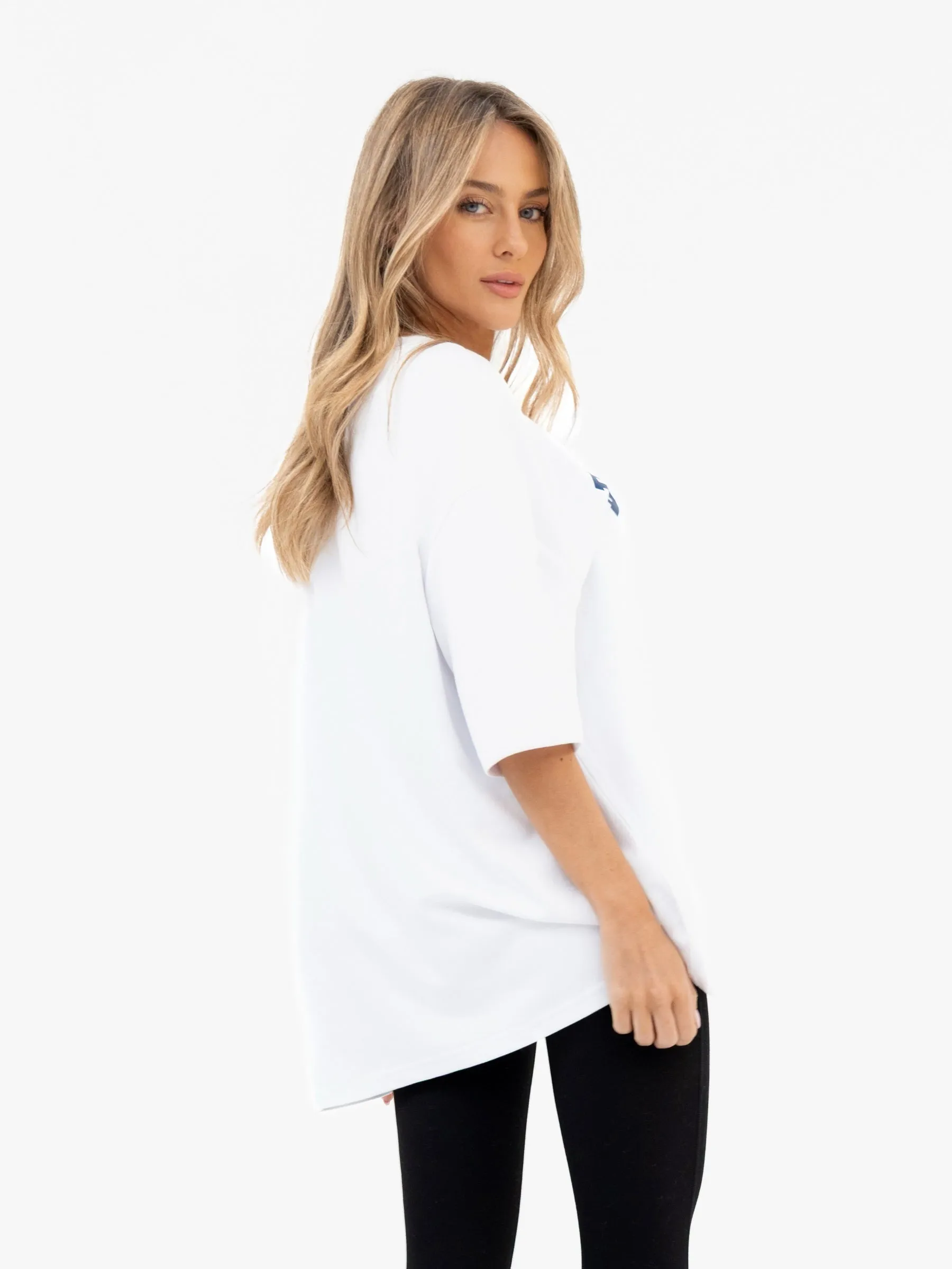 Varsity Ultra Oversized T-Shirt - White & True Navy sold by Blakely product image thumbnail 2