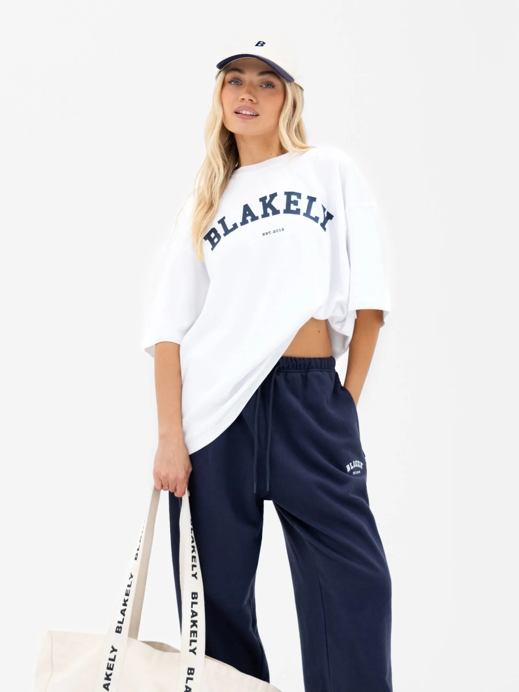 Varsity Ultra Oversized T-Shirt - White & True Navy sold by Blakely product image thumbnail 5