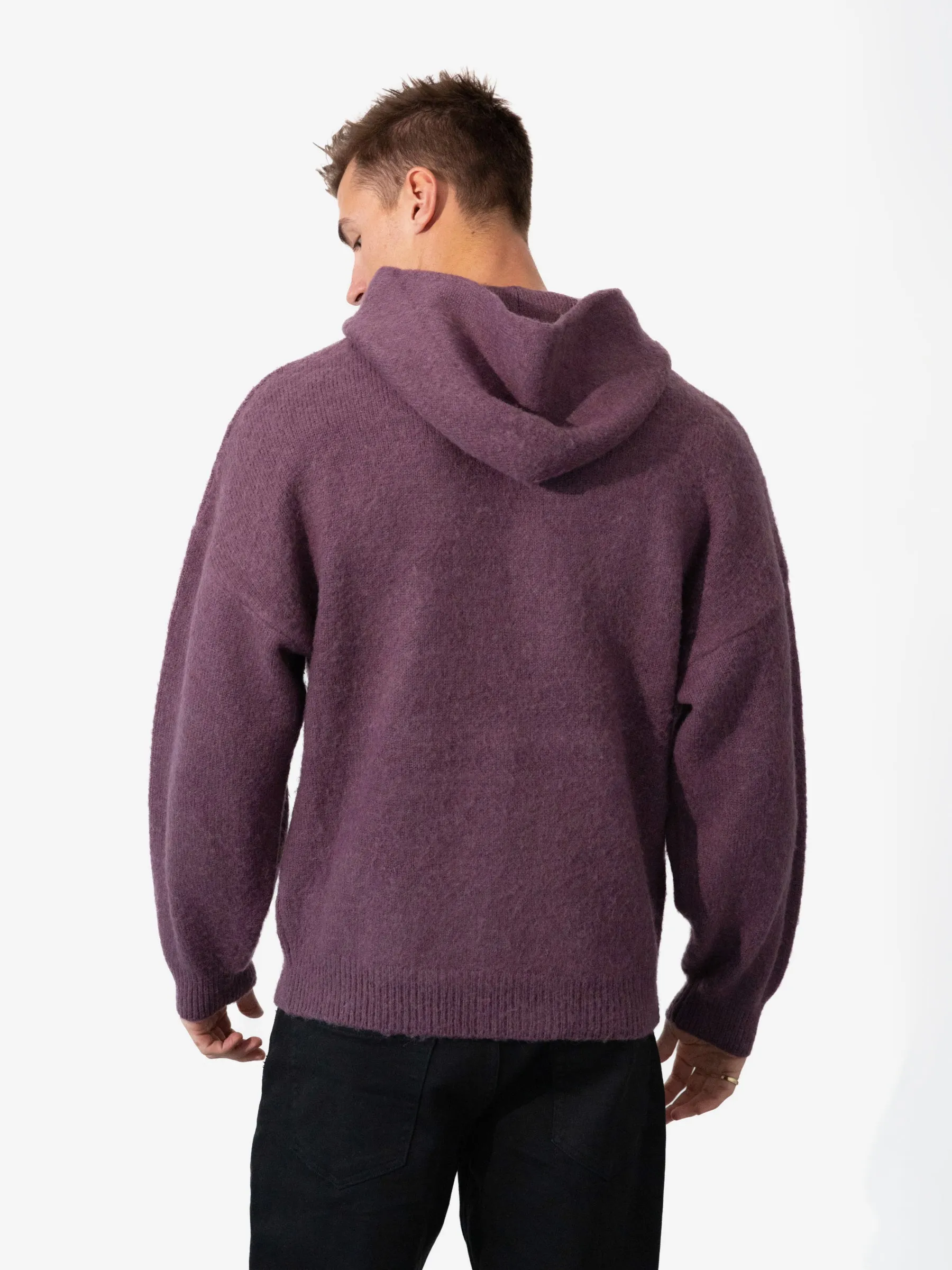 Mason Relaxed Knitted Hoodie - Plum sold by Blakely product image thumbnail 2