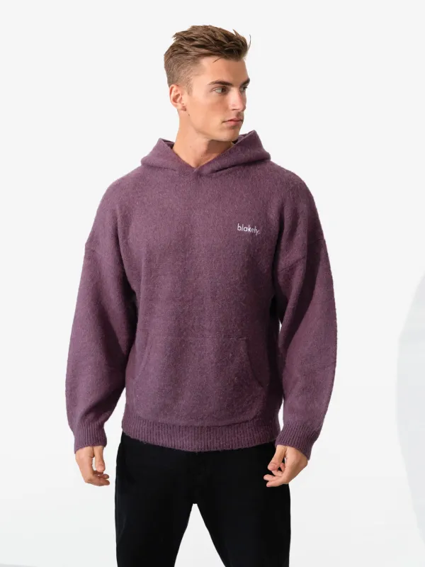Mason Relaxed Knitted Hoodie - Plum sold by Blakely