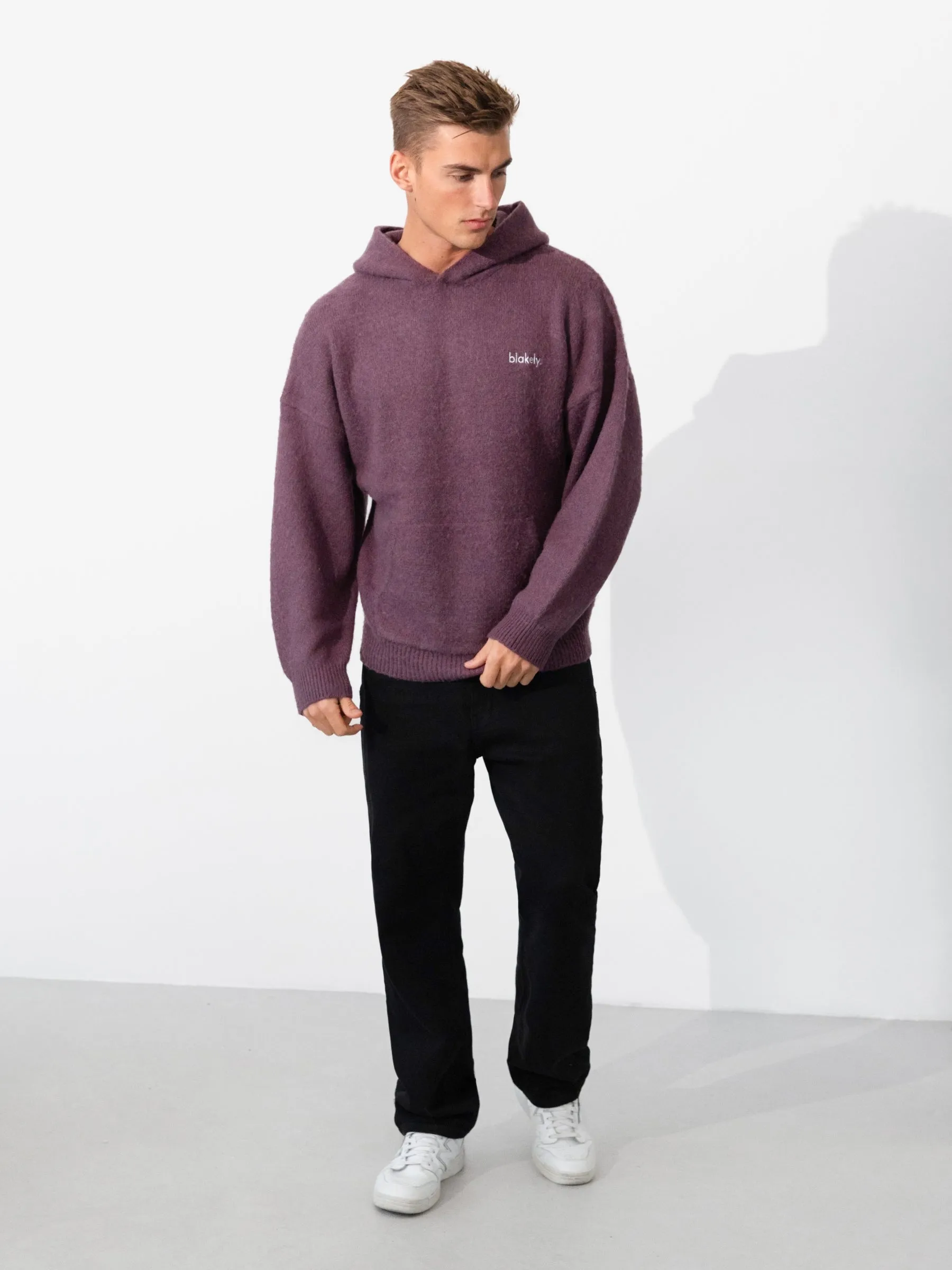 Mason Relaxed Knitted Hoodie - Plum sold by Blakely product image thumbnail 4