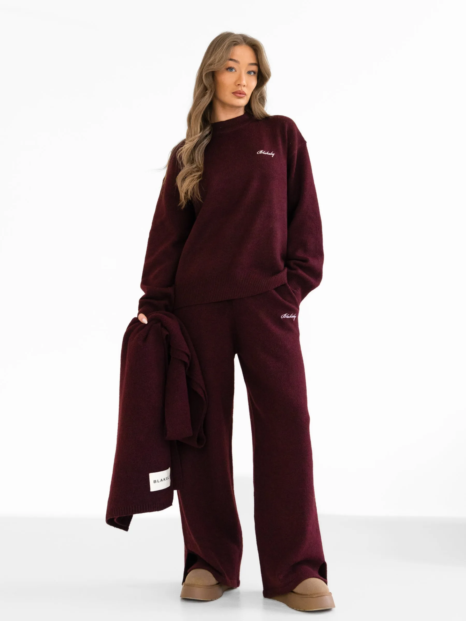 Label Knitted Scarf - Dark Cherry sold by Blakely product image thumbnail 4