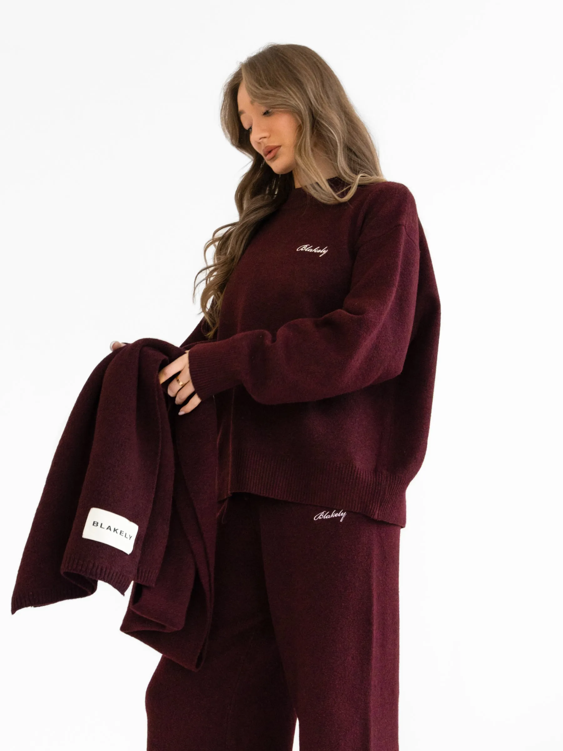 Label Knitted Scarf - Dark Cherry sold by Blakely product image thumbnail 3