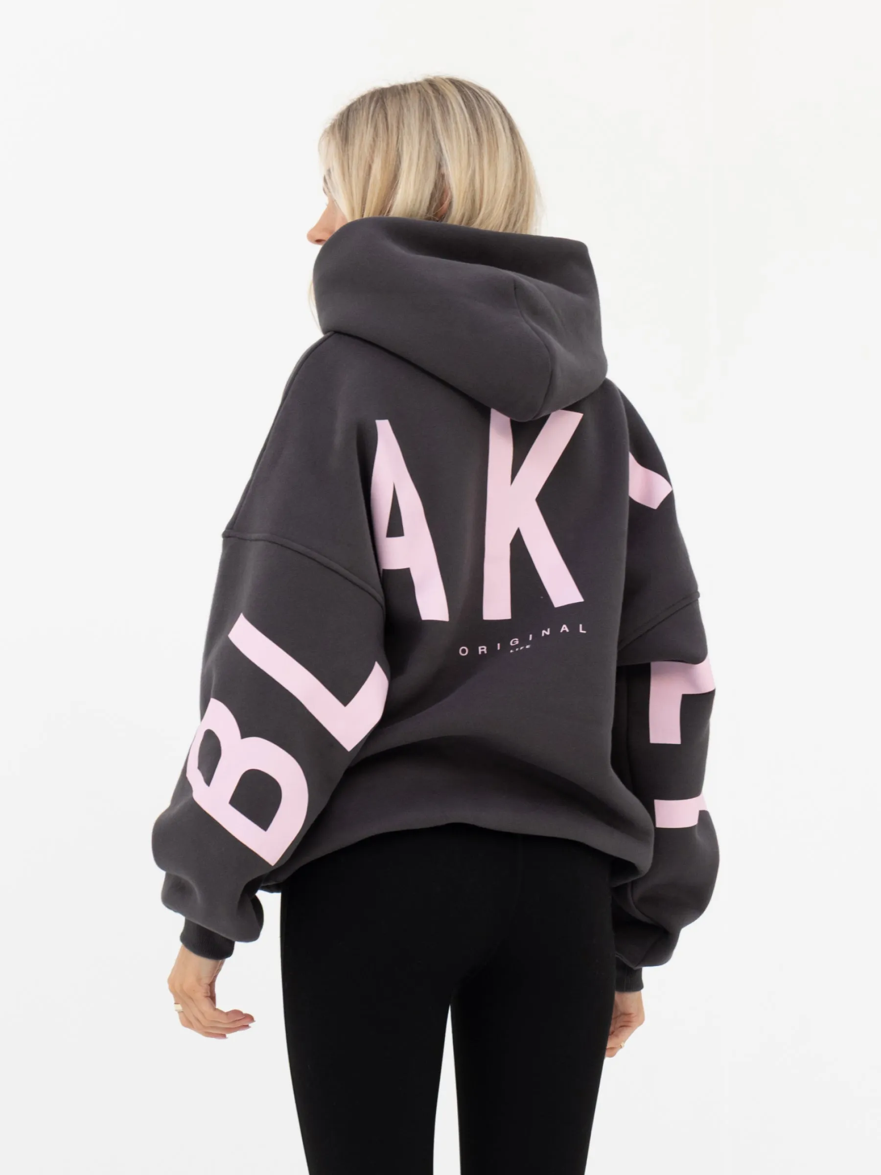 Isabel Oversized Hoodie - Charcoal & Rose Pink sold by Blakely