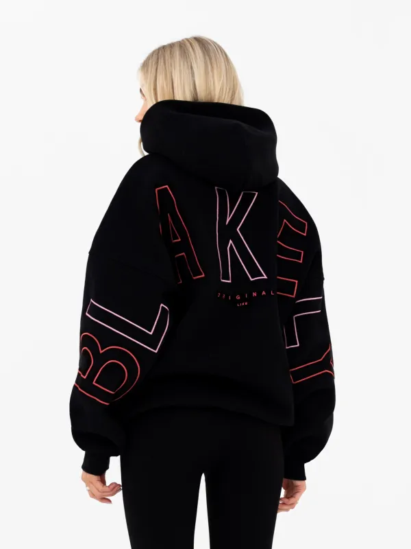 Embroidered Isabel Oversized Hoodie - Black & Pink sold by Blakely
