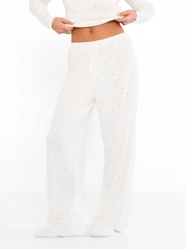 Avery Pointelle Trousers - Cherry Print sold by Blakely