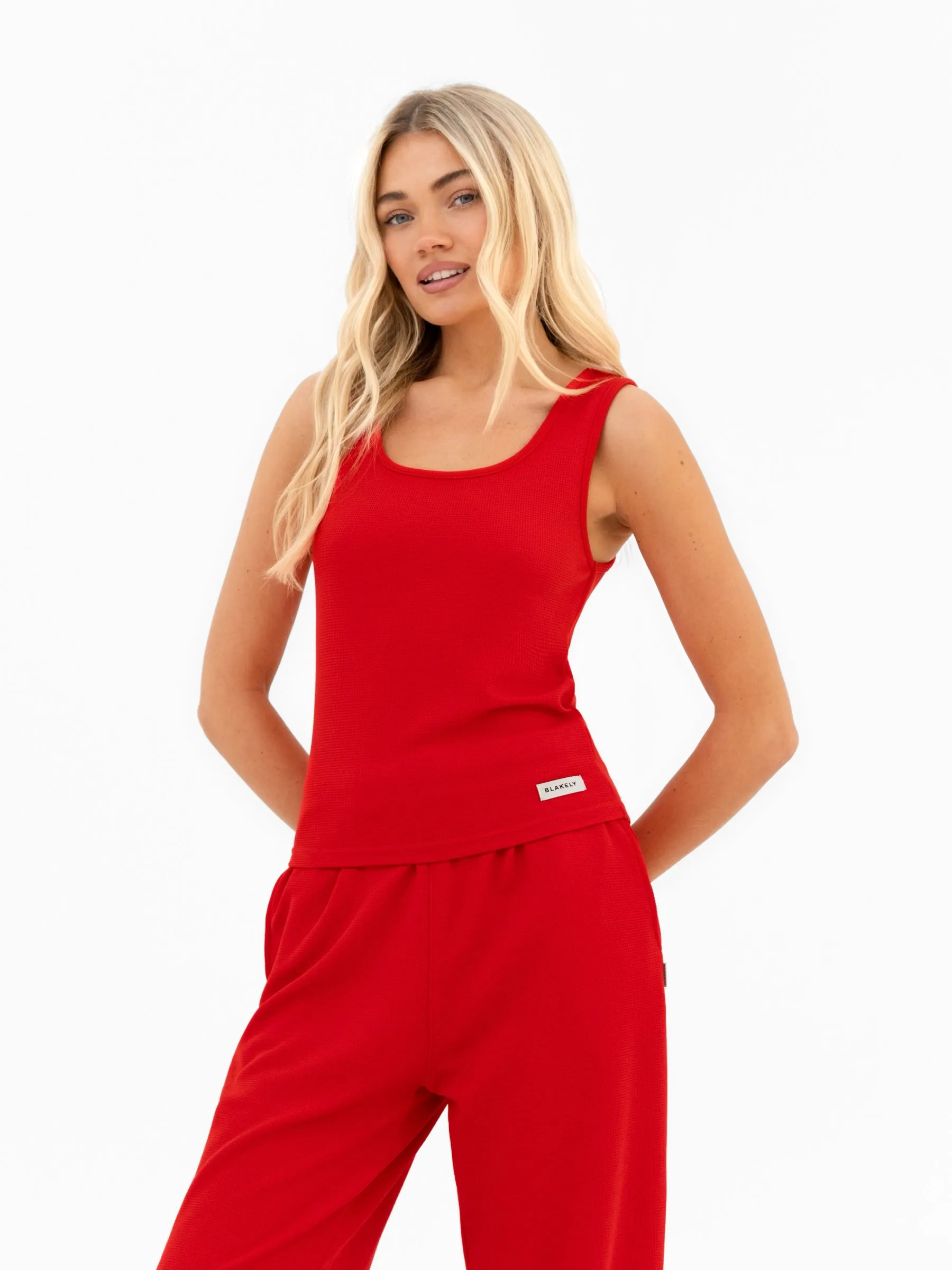 Soft Waffle Vest Top - Red sold by Blakely