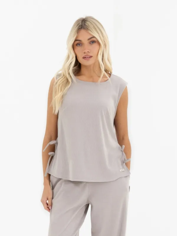Alma Tie Up Vest - Light Grey sold by Blakely