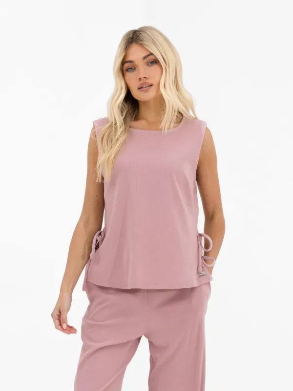 Alma Tie Up Vest - Dusky Pink made by Blakely