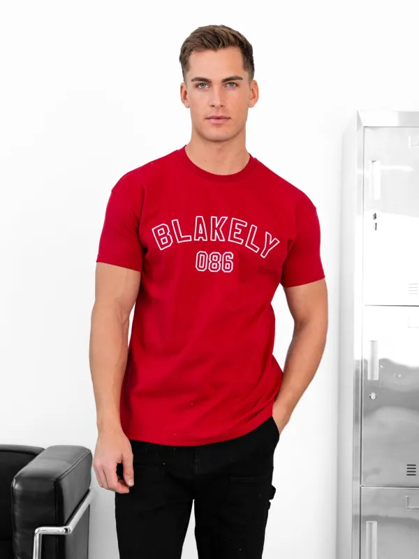 Miles Chain Stitch Relaxed T-Shirt - Red made by Blakely