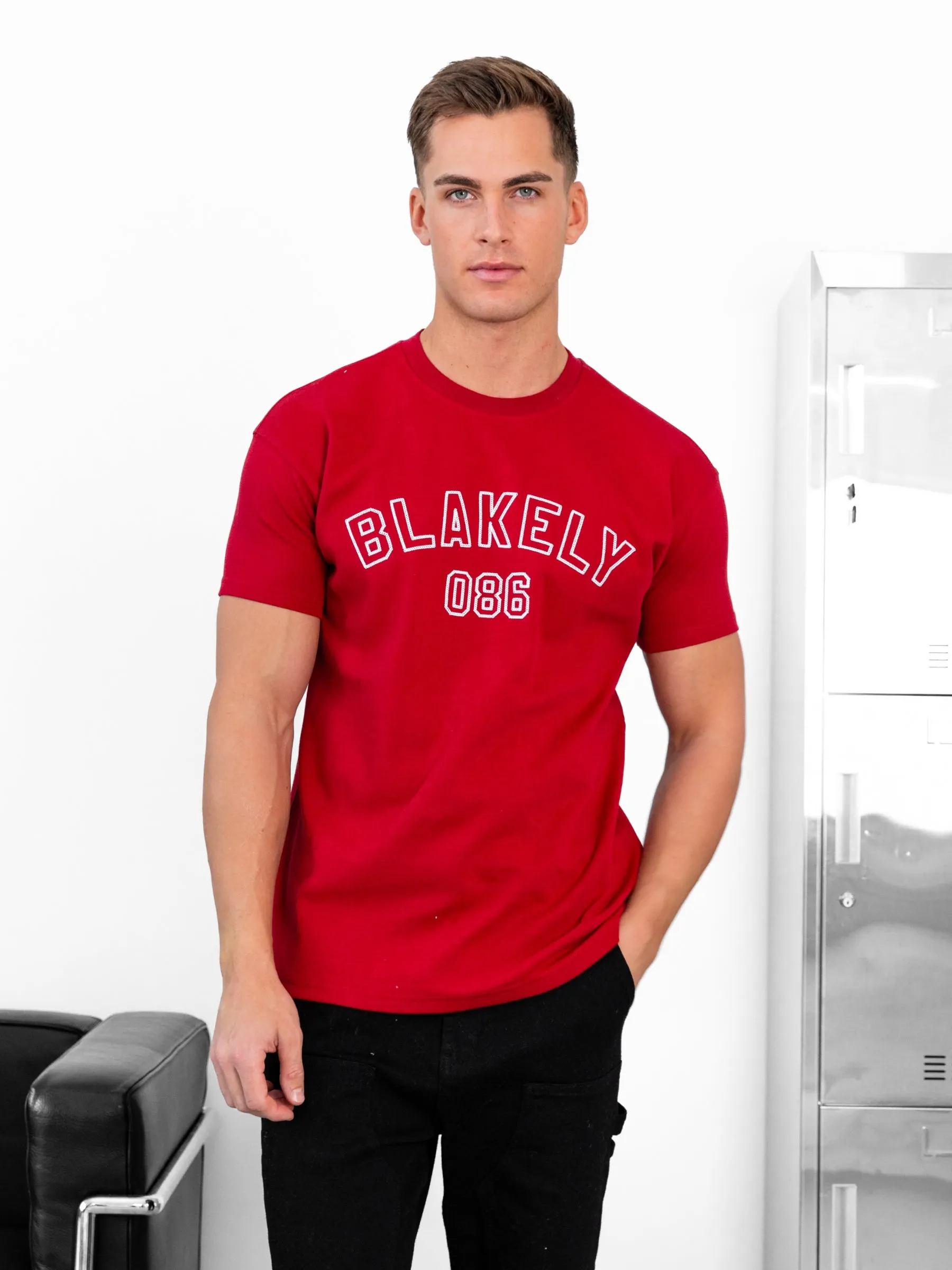 Miles Chain Stitch Relaxed T-Shirt - Red sold by Blakely