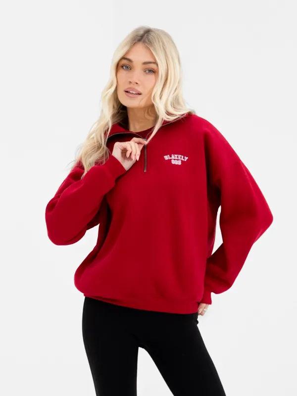 Alexis 1/4 Zip Jumper - Cherry Red made by Blakely