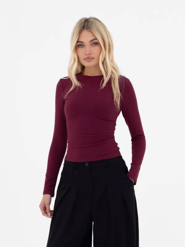 Lucia Long Sleeve Top - Burgundy made by Blakely