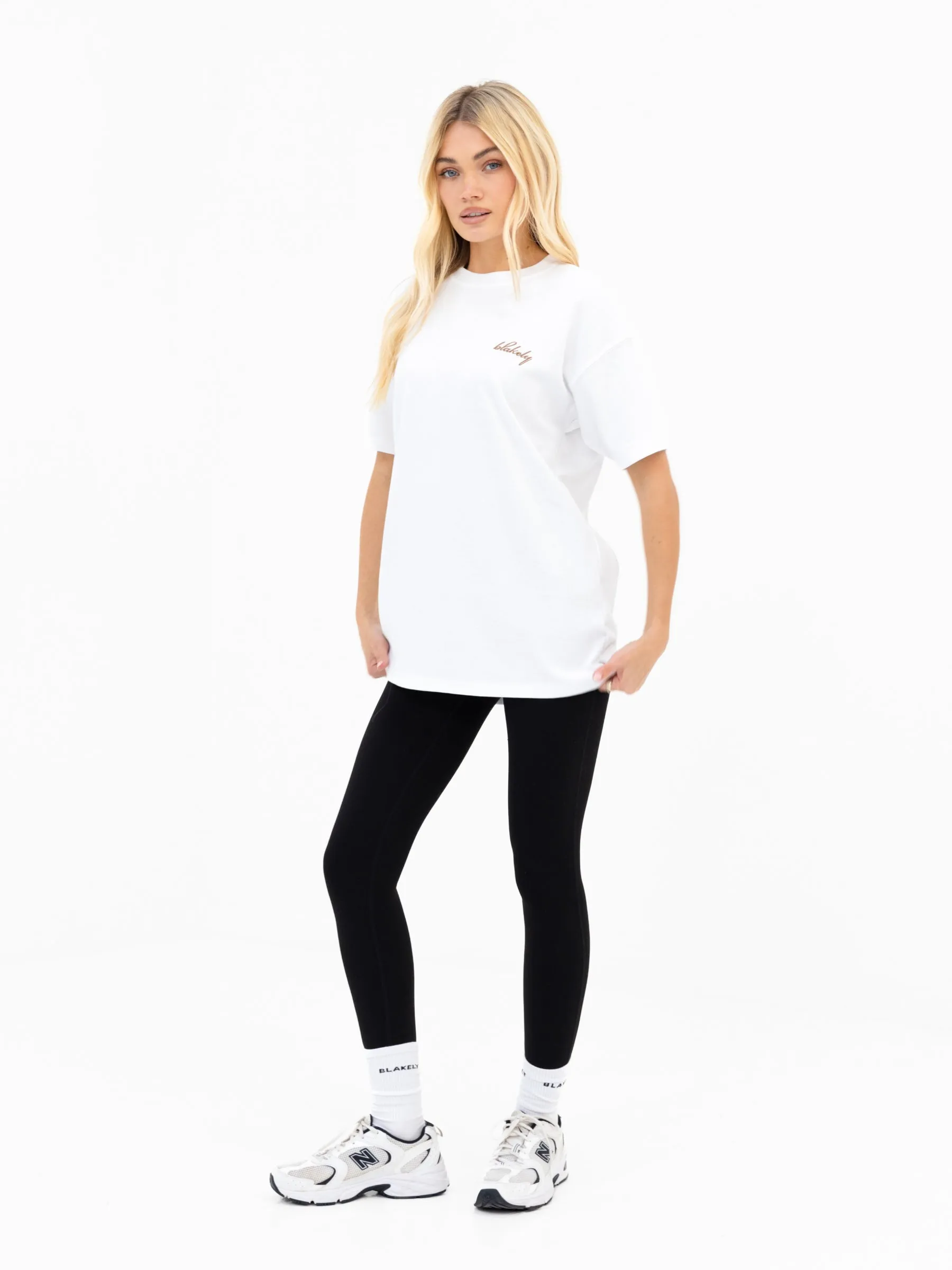 Mindy Oversized T-Shirt - White & Tan sold by Blakely product image thumbnail 3