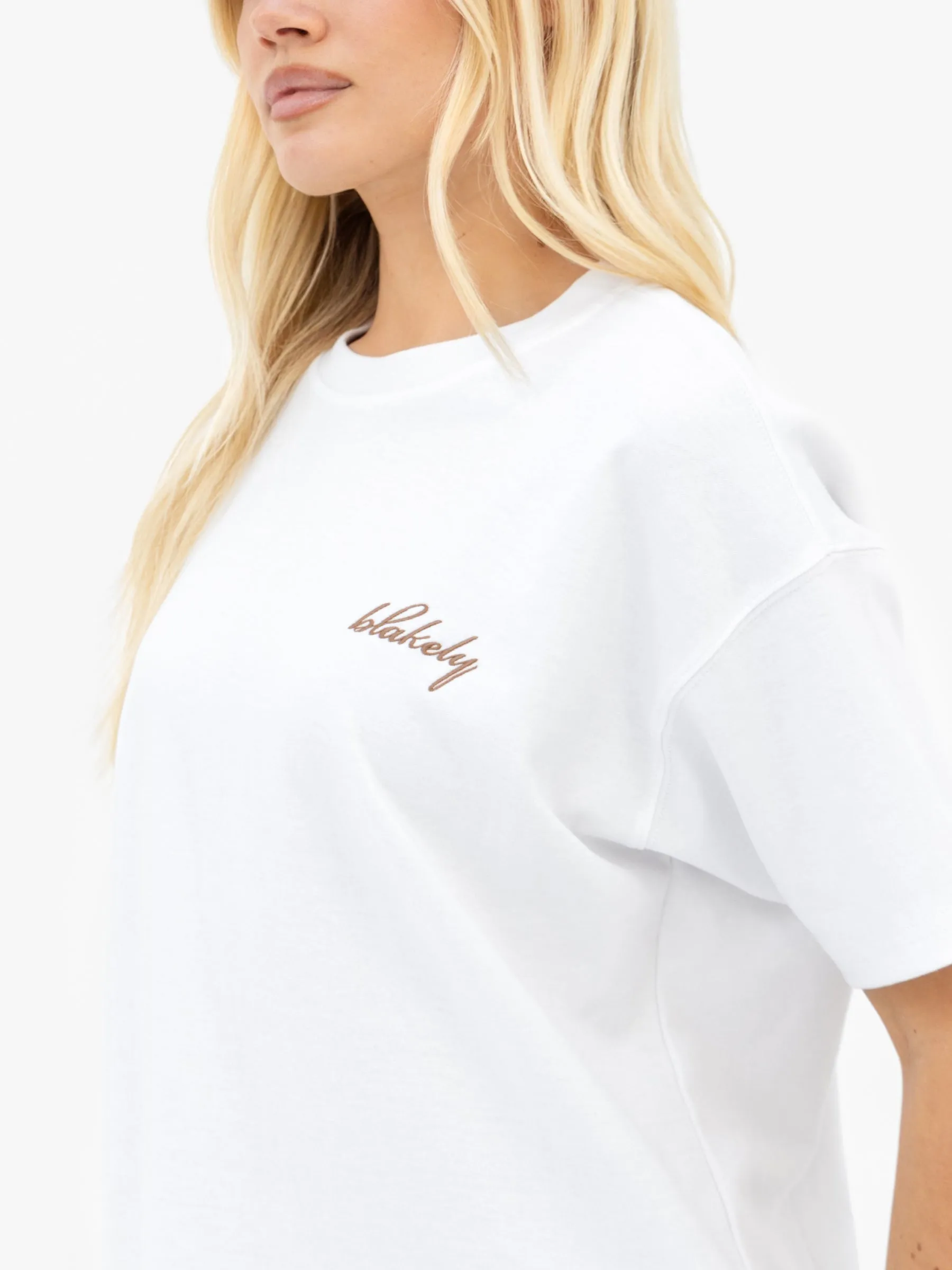 Mindy Oversized T-Shirt - White & Tan sold by Blakely product image thumbnail 2