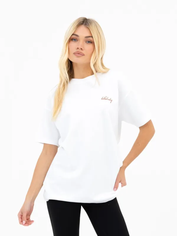 Mindy Oversized T-Shirt - White & Tan made by Blakely