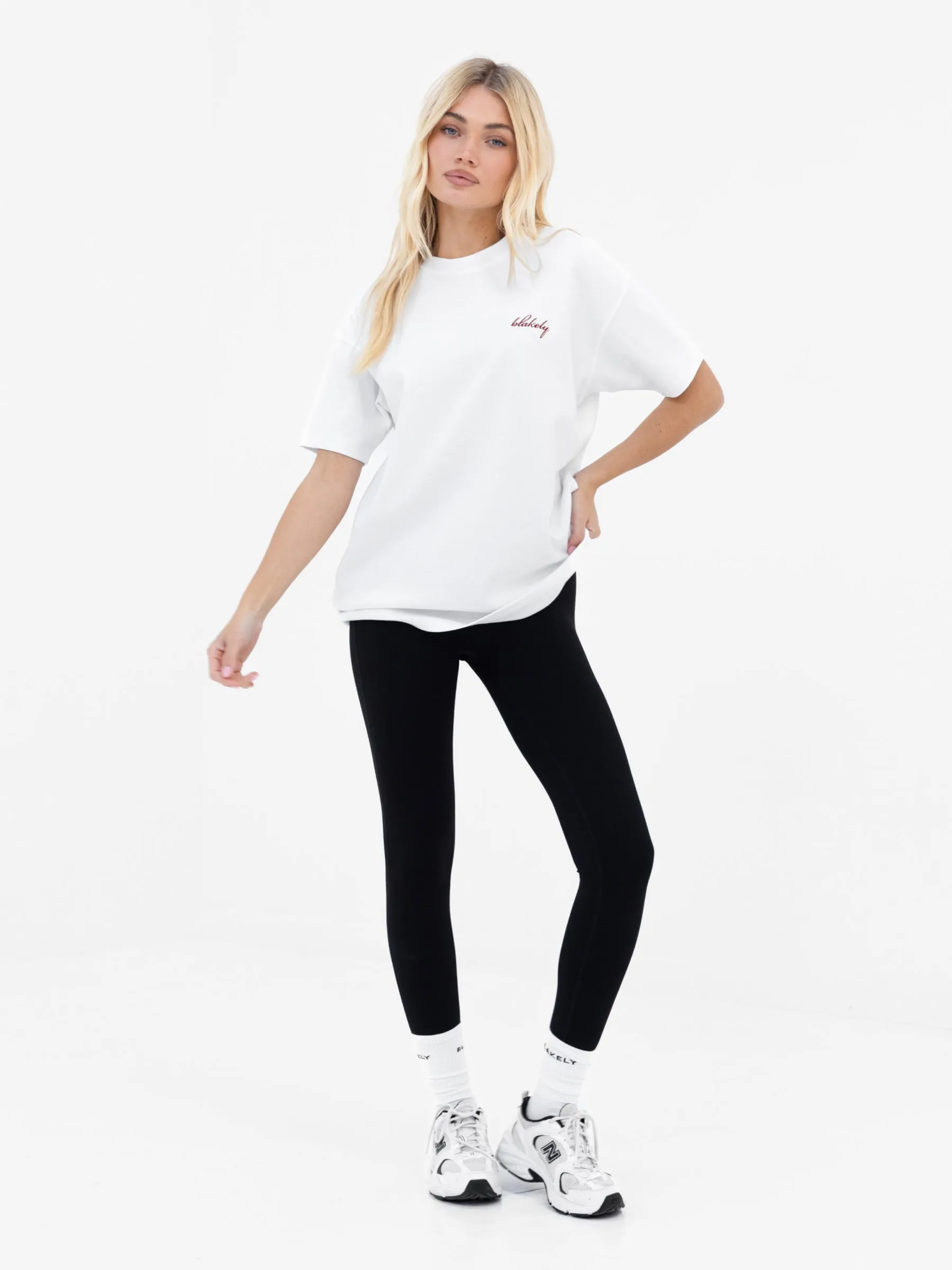 Mindy Oversized T-Shirt - White & Burgundy sold by Blakely product image thumbnail 3