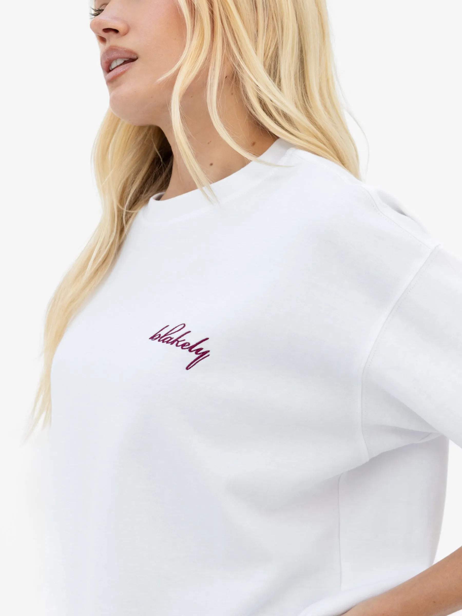 Mindy Oversized T-Shirt - White & Burgundy sold by Blakely product image thumbnail 4