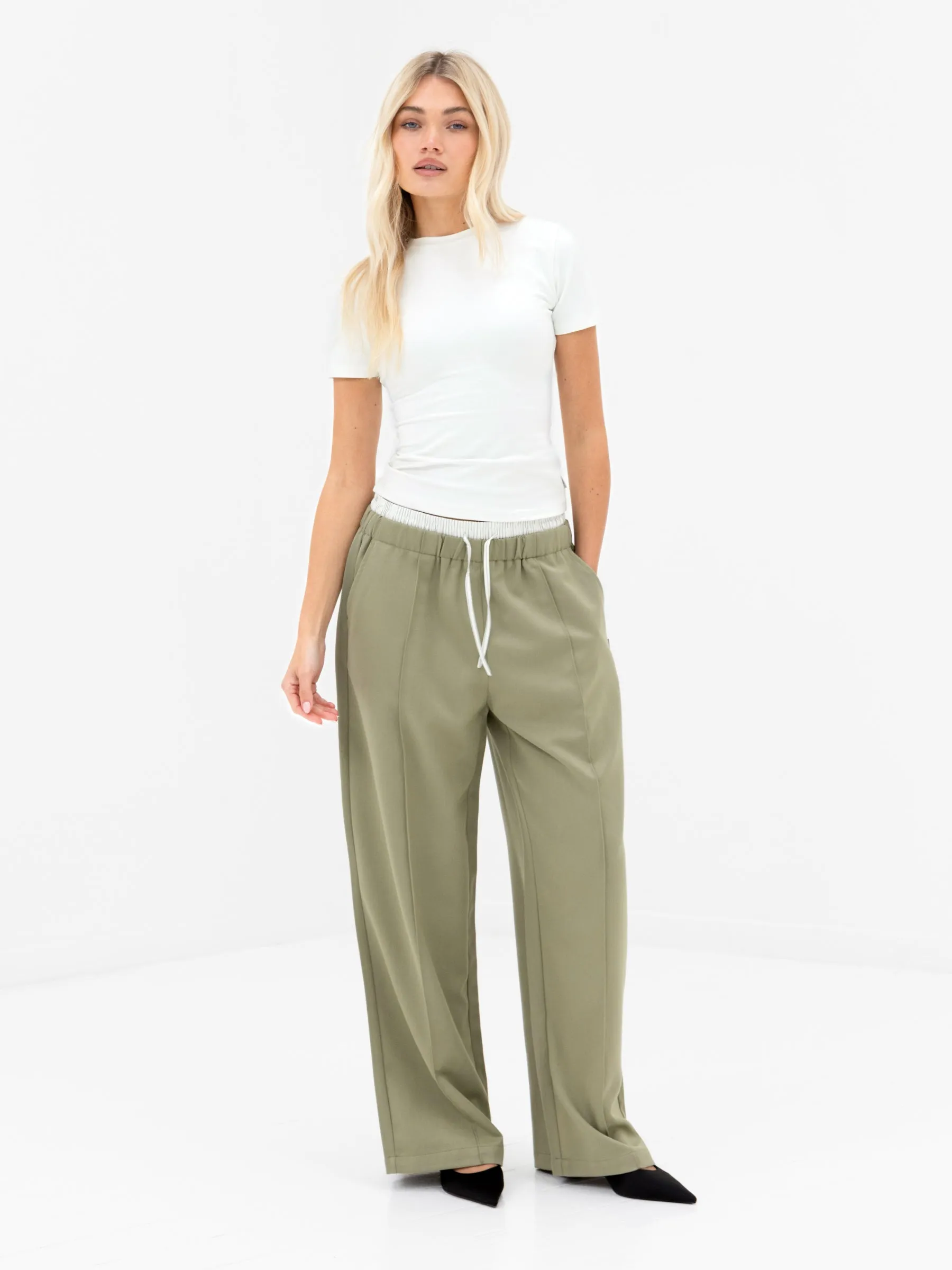Alana Double Waist Trousers - Warm Olive sold by Blakely product image thumbnail 3