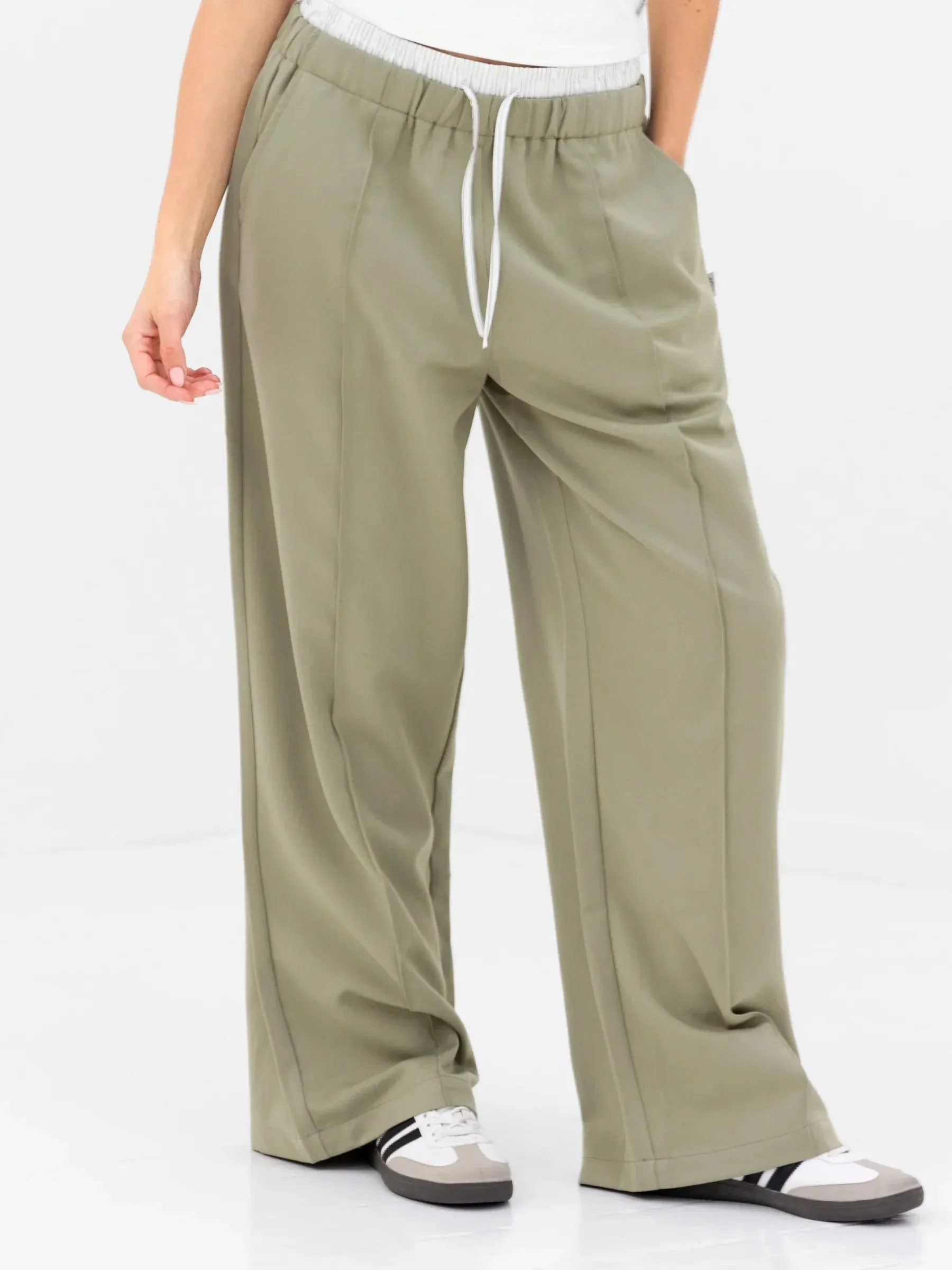 Alana Double Waist Trousers - Warm Olive sold by Blakely