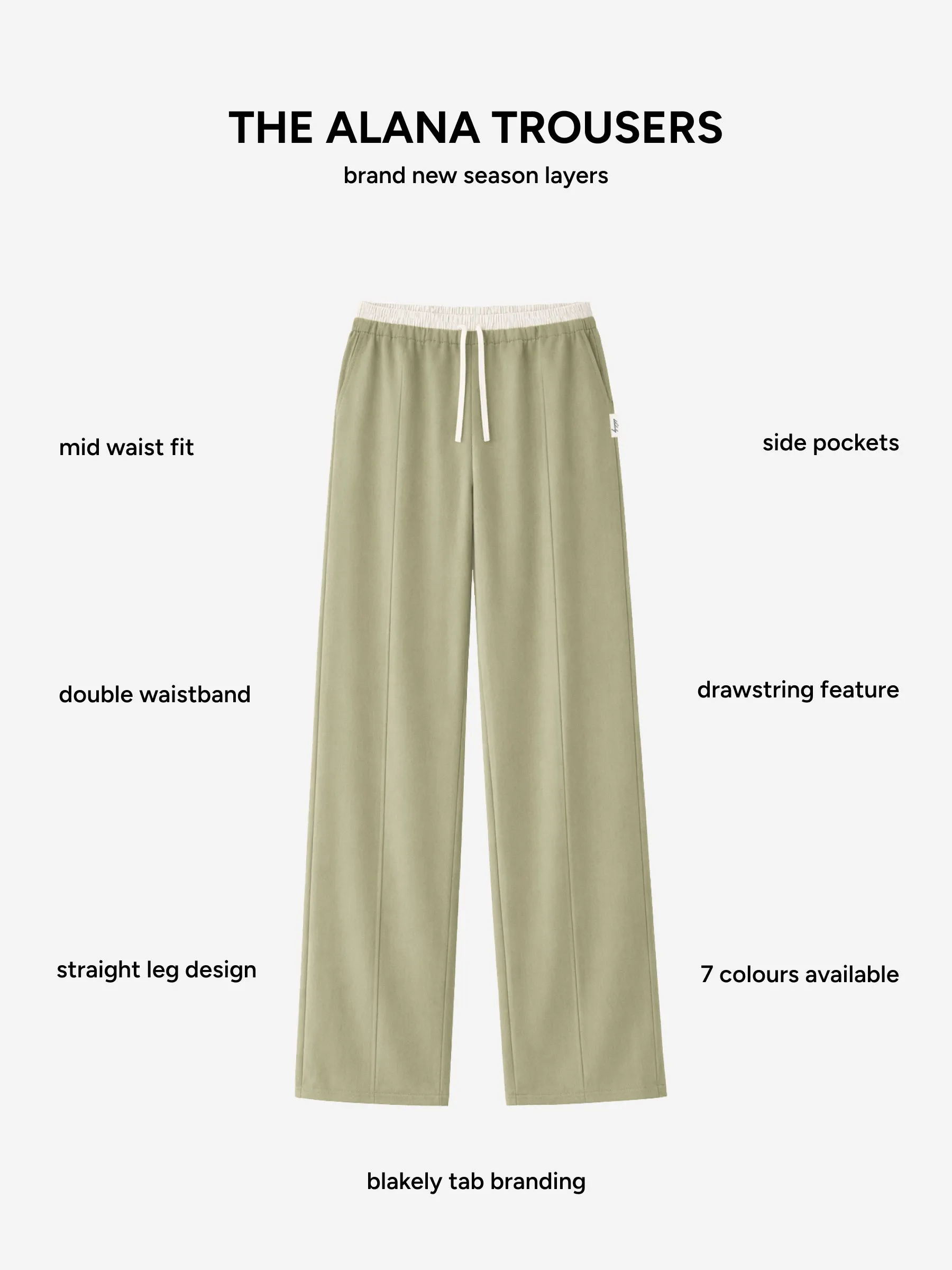 Alana Double Waist Trousers - Warm Olive sold by Blakely product image thumbnail 5