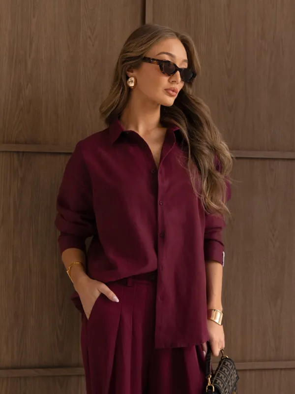 Sabrina Oversized Shirt - Burgundy sold by Blakely
