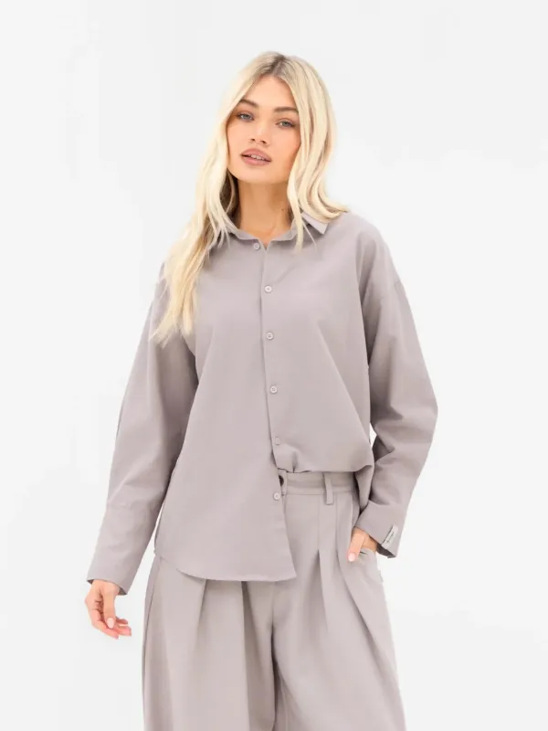 Sabrina Oversized Shirt - Pebble sold by Blakely