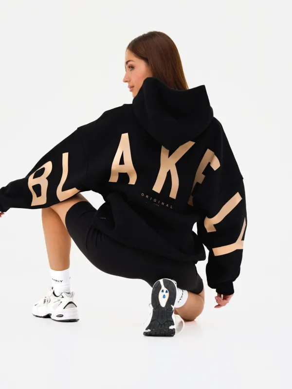 Isabel Oversized Hoodie - Black & Light Tan sold by Blakely