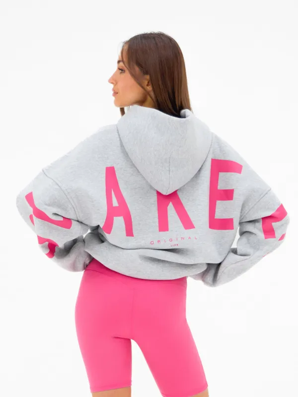 Isabel Oversized Hoodie - Marl Grey & Bold Pink sold by Blakely