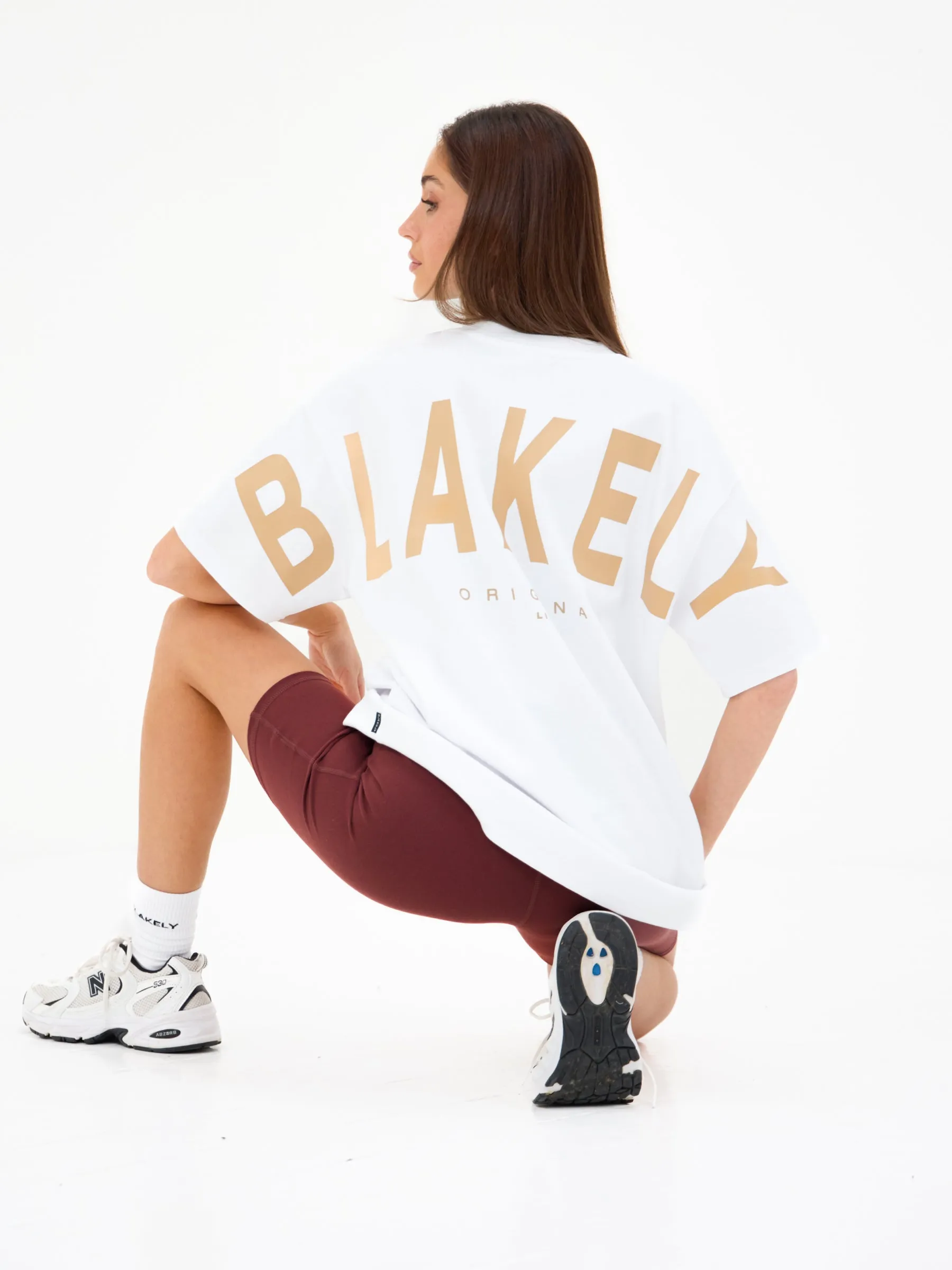 Isabel Oversized T-Shirt - White & Light Tan sold by Blakely