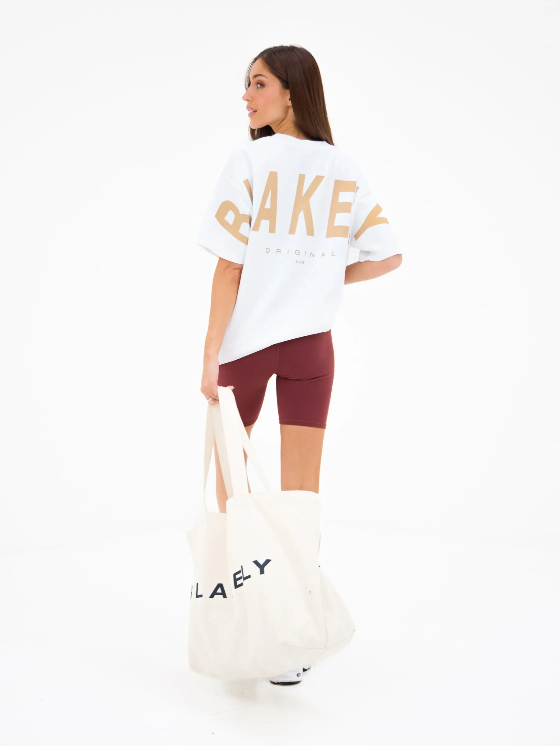Isabel Oversized T-Shirt - White & Light Tan sold by Blakely product image thumbnail 3