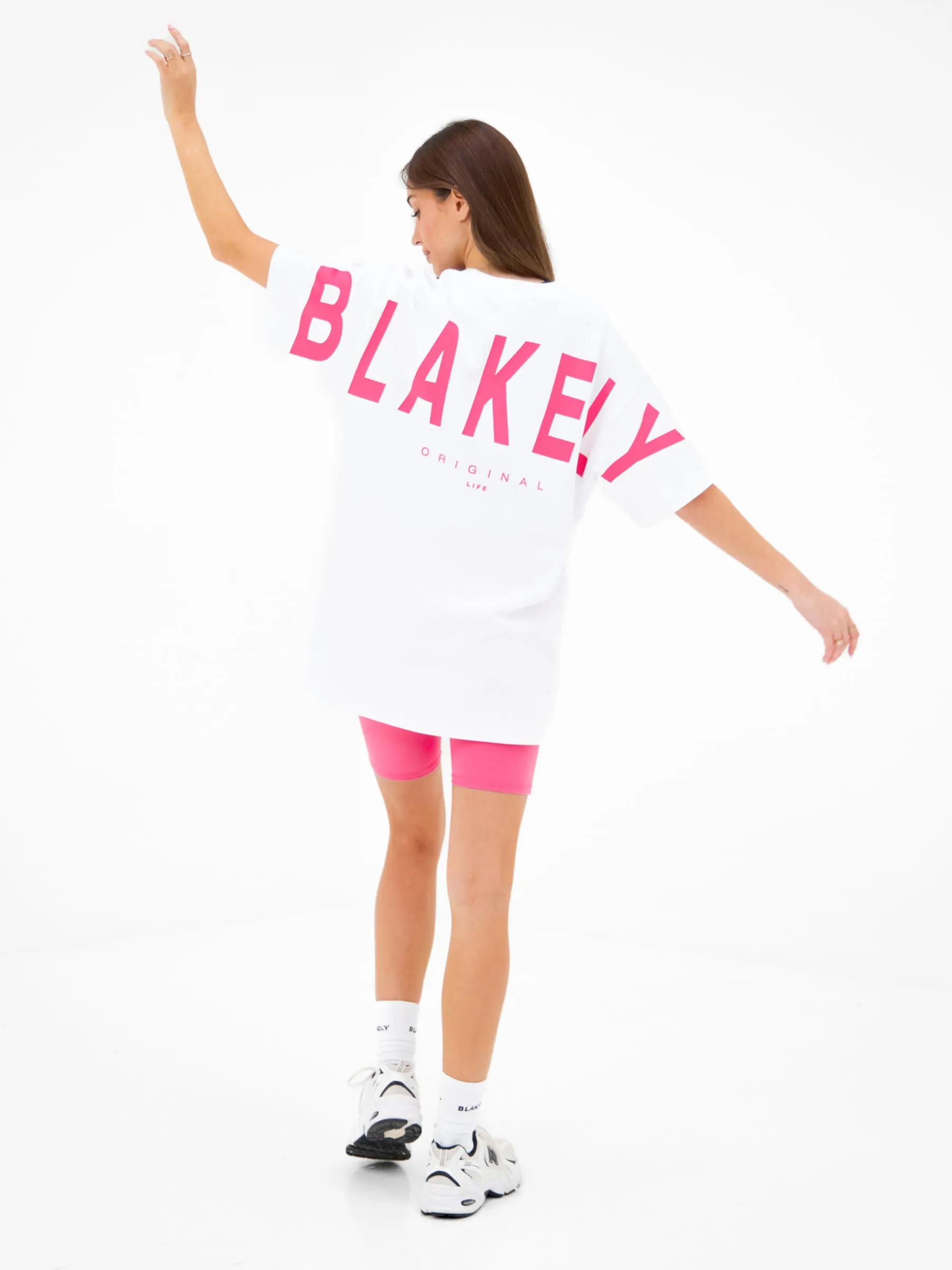 Isabel Oversized T-Shirt - White & Bold Pink sold by Blakely product image thumbnail 3