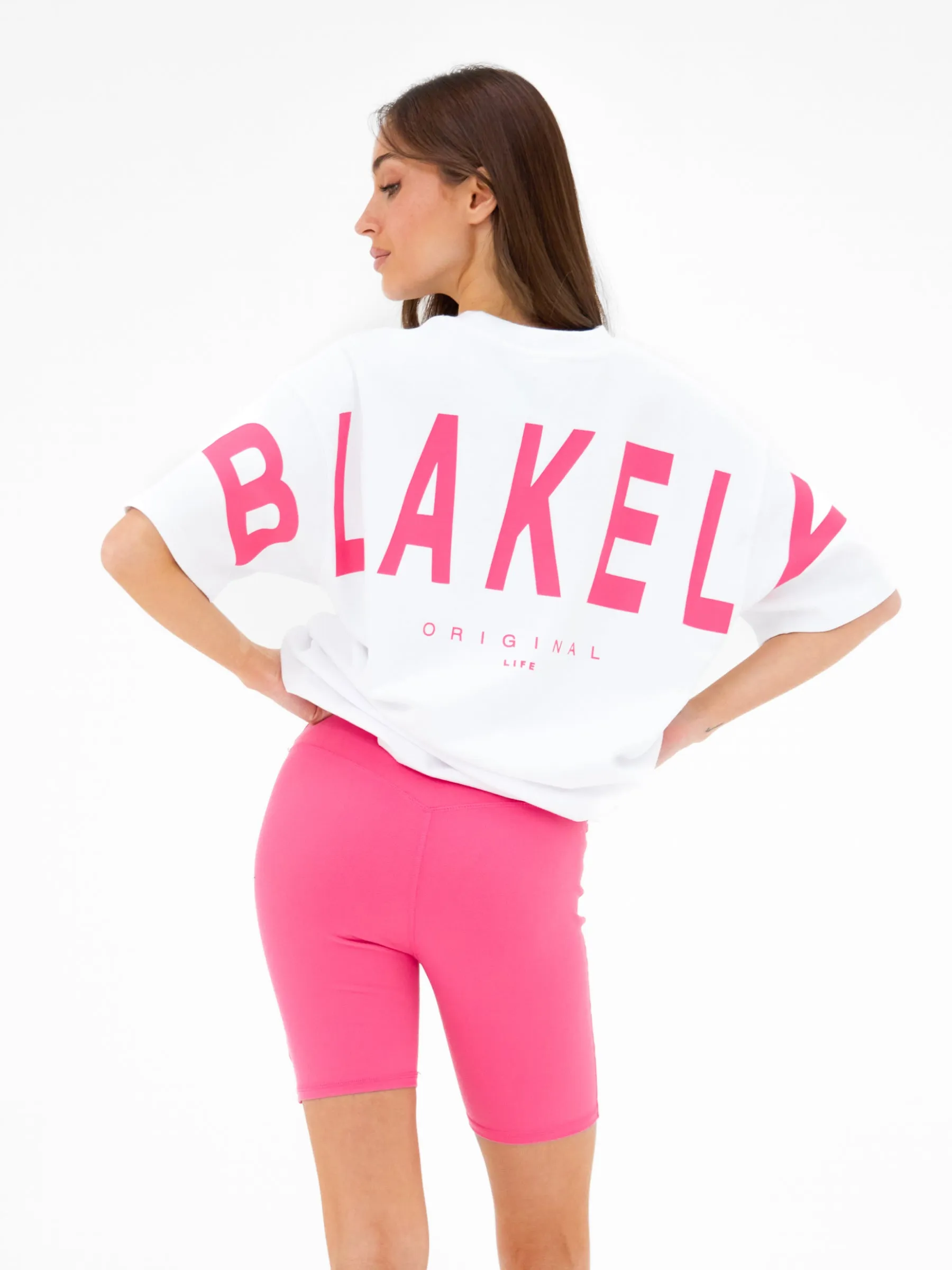Isabel Oversized T-Shirt - White & Bold Pink sold by Blakely product image thumbnail 5