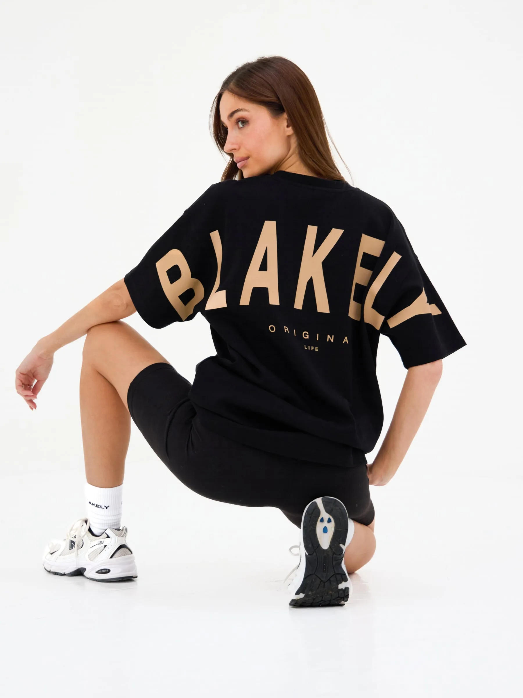 Isabel Oversized T-Shirt - Black & Light Tan sold by Blakely