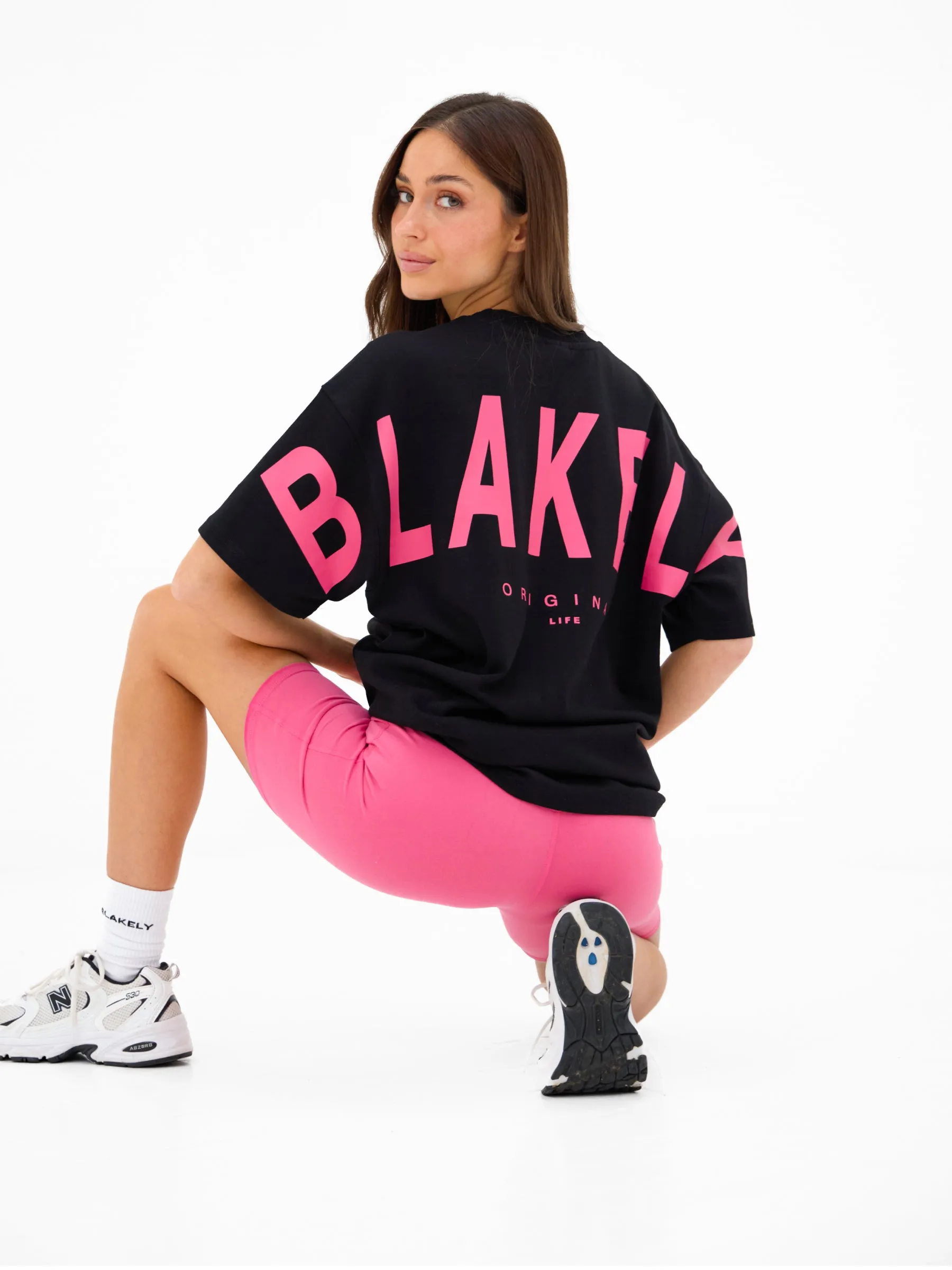 Isabel Oversized T-Shirt - Black & Bold Pink sold by Blakely