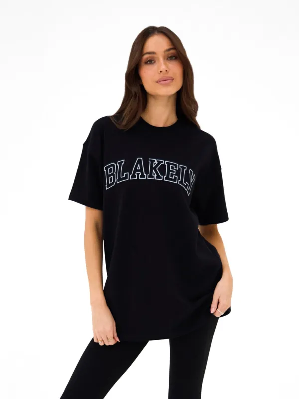 Outline Varsity Oversized T-Shirt - Black made by Blakely