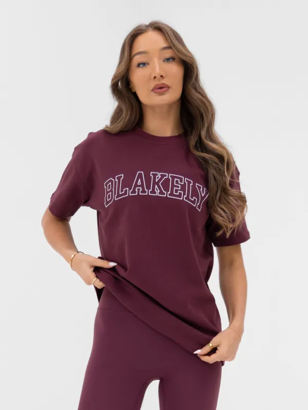 Outline Varsity Oversized T-Shirt - Old Burgundy made by Blakely