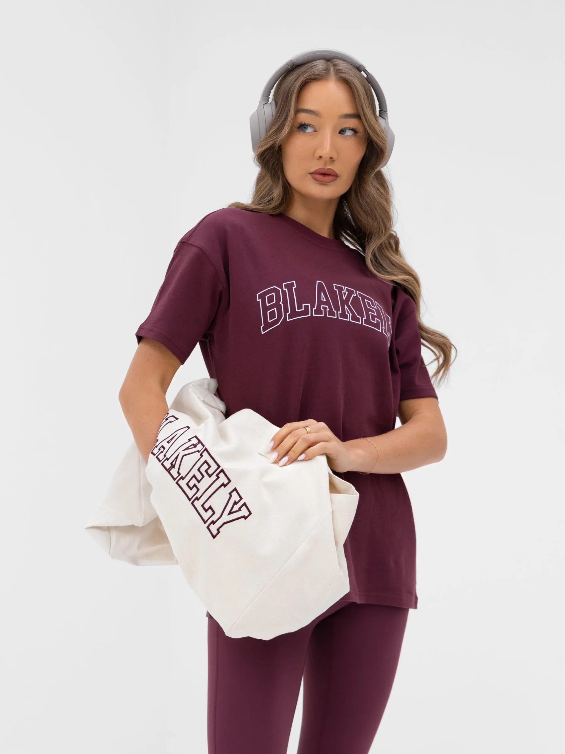 Outline Varsity Oversized T-Shirt - Old Burgundy sold by Blakely product image thumbnail 2
