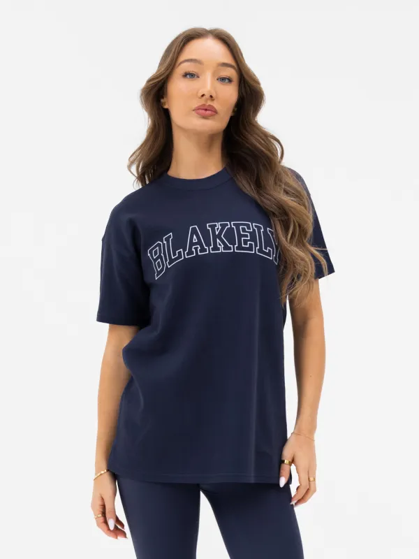 Outline Varsity Oversized T-Shirt - True Navy made by Blakely