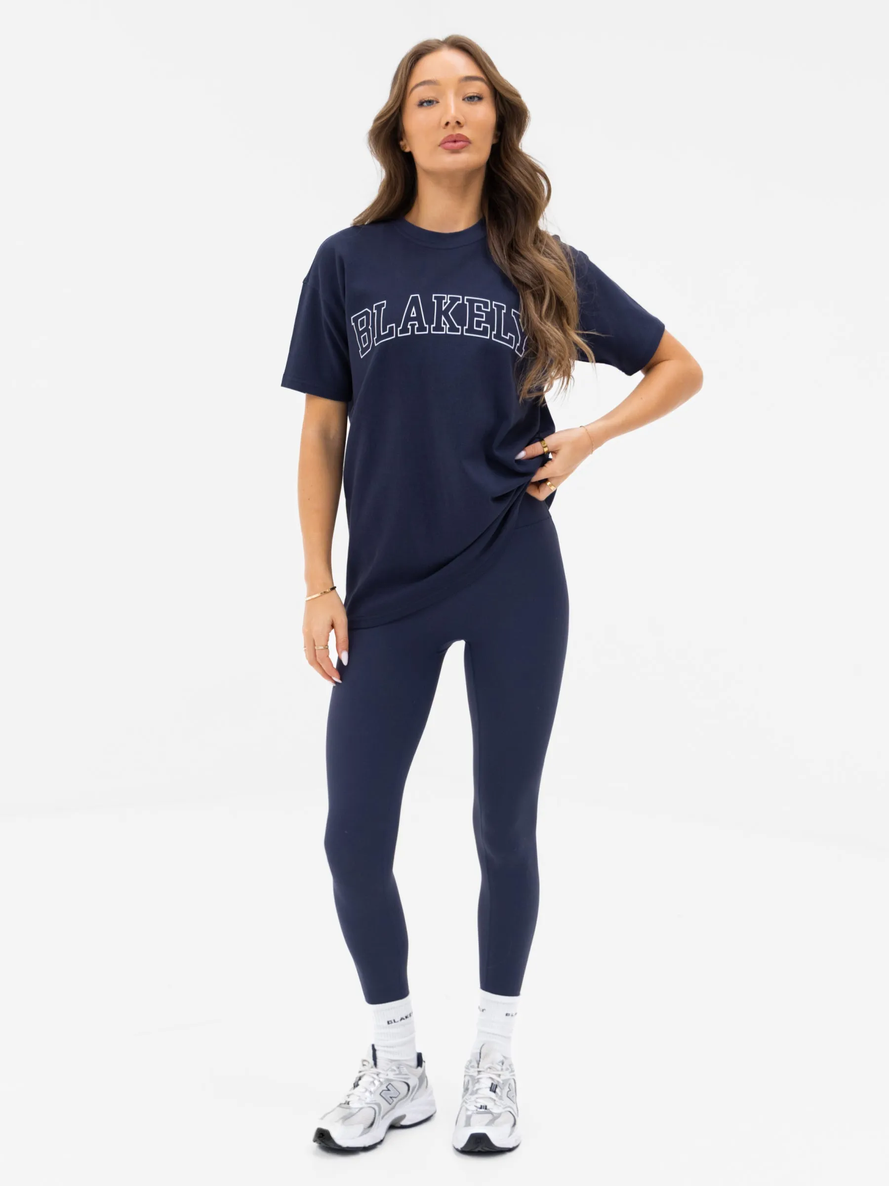 Outline Varsity Oversized T-Shirt - True Navy sold by Blakely product image thumbnail 2