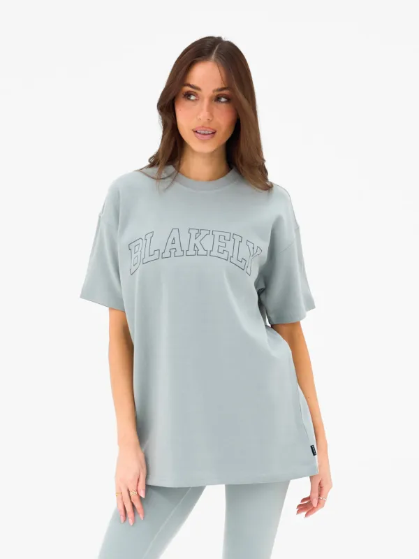 Outline Varsity Oversized T-Shirt - Mineral Blue made by Blakely