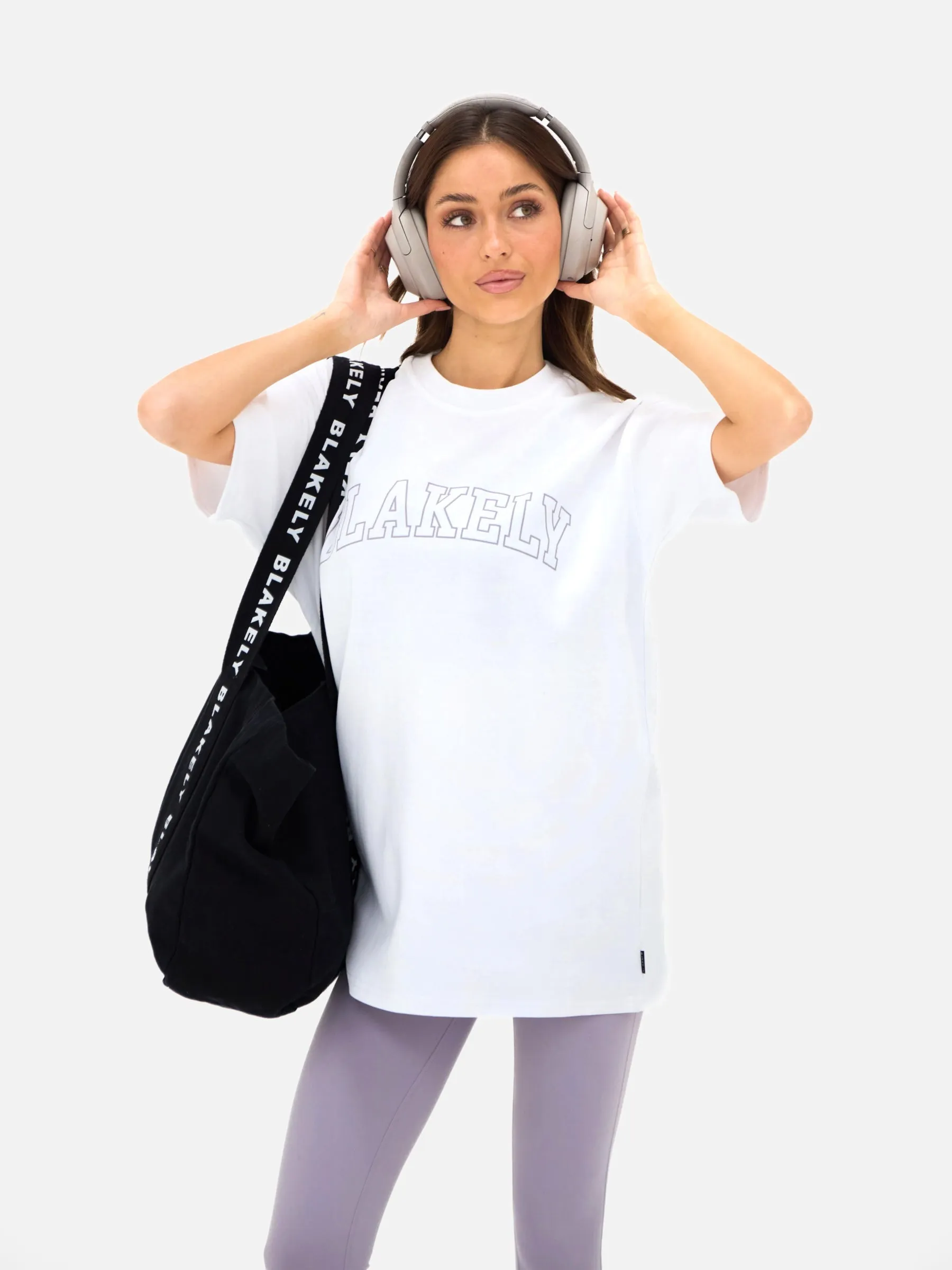 Outline Varsity Oversized T-Shirt - White & Washed Lilac sold by Blakely product image thumbnail 5