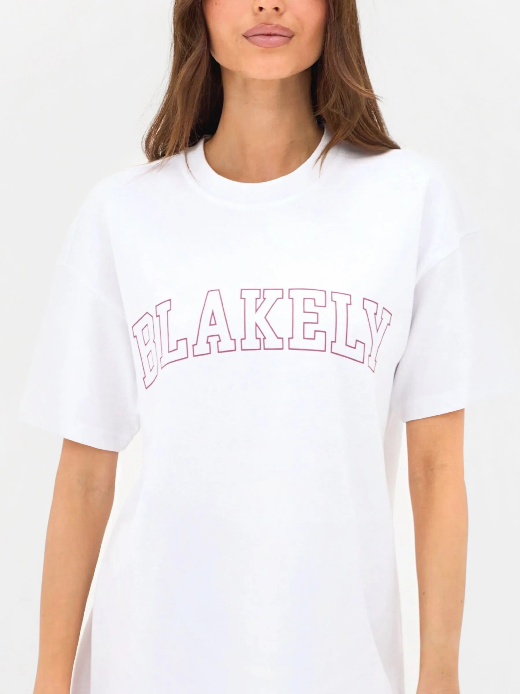 Outline Varsity Oversized T-Shirt - White & Ballet Pink sold by Blakely product image thumbnail 5