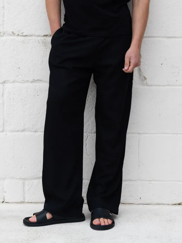 Freddie Relaxed Linen Trousers - Black made by Blakely