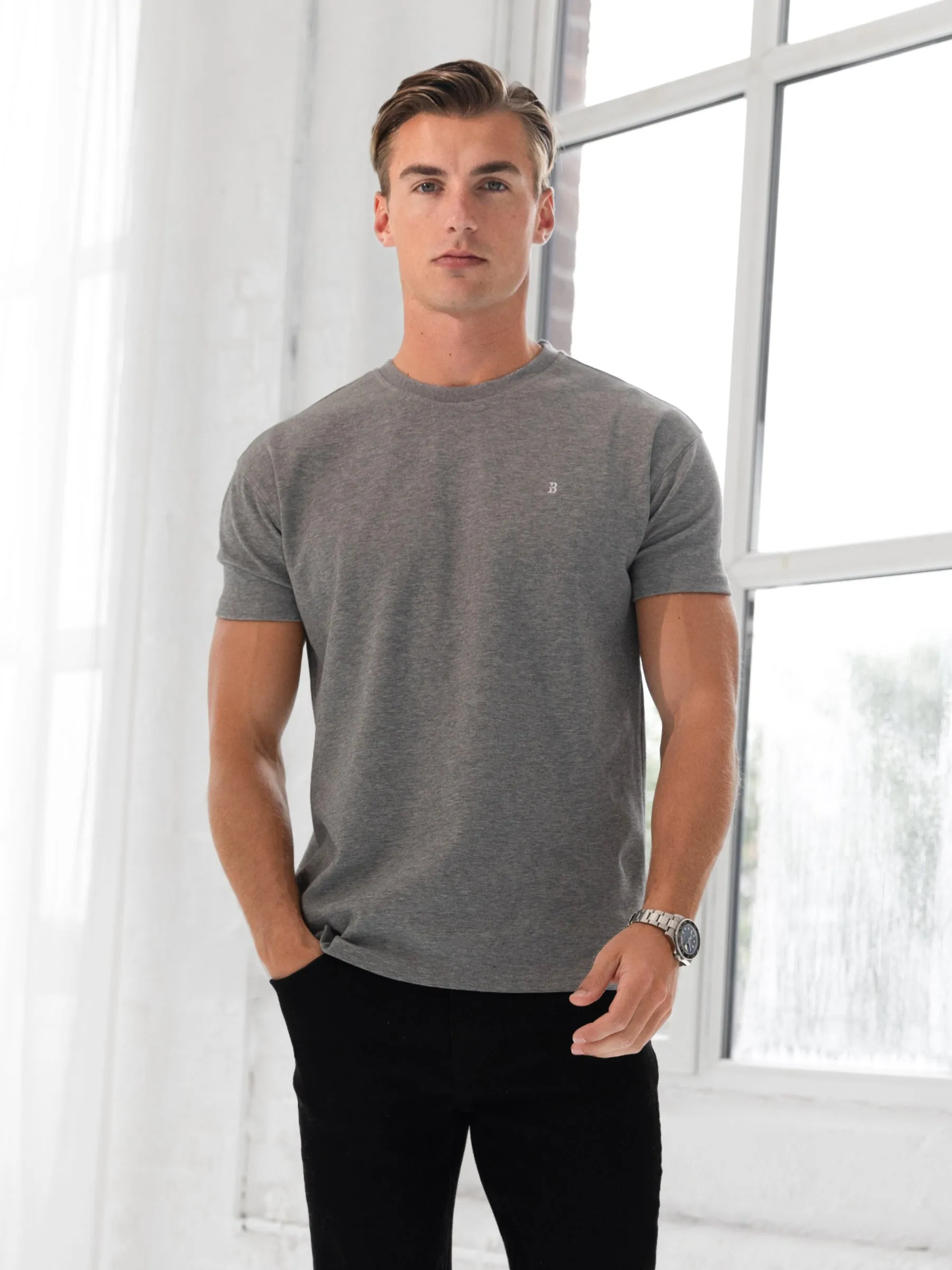 Conrad Relaxed Anchor T-Shirt - Marl Grey sold by Blakely