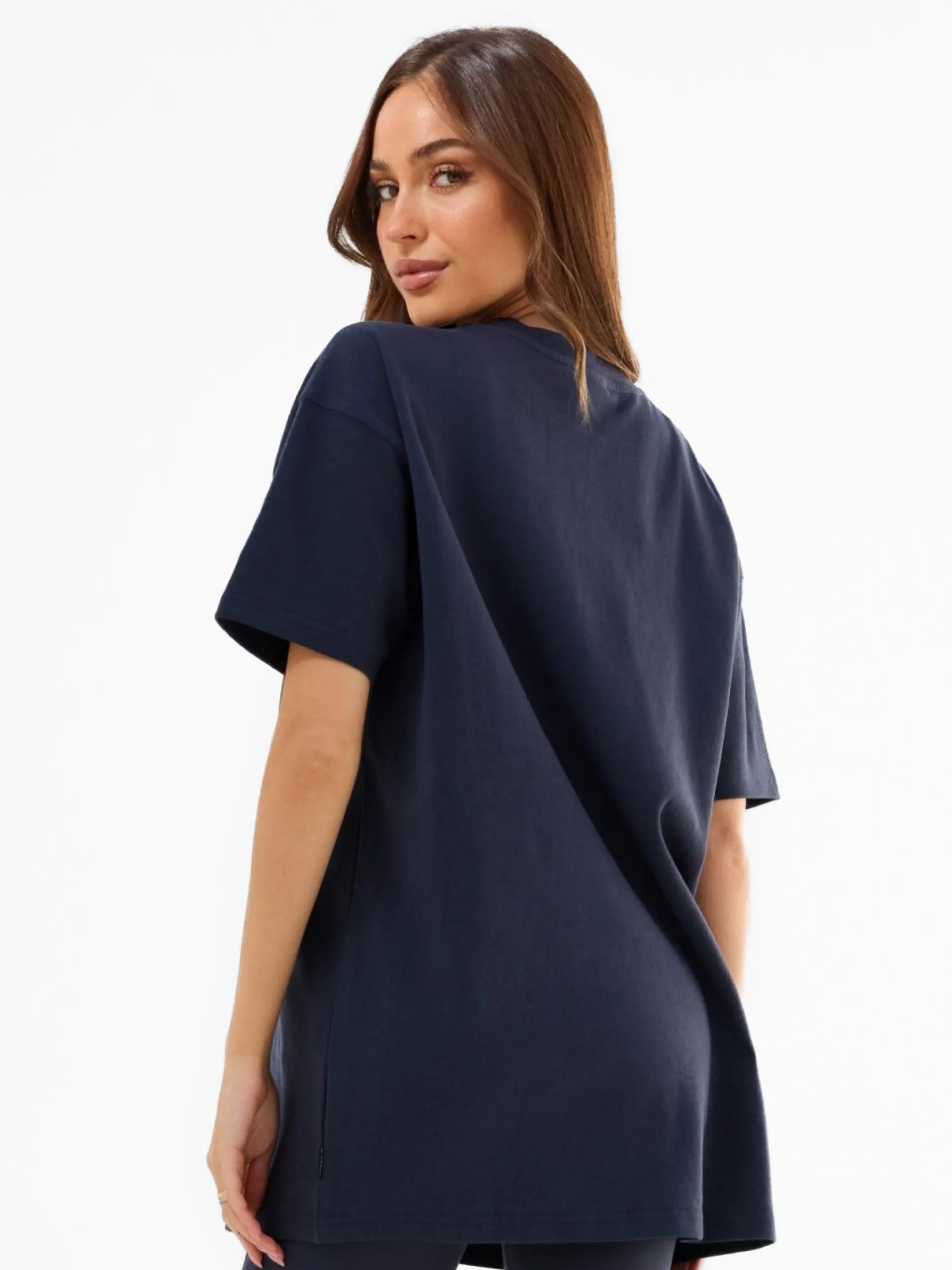 Varsity Oversized T-Shirt & Mila Wide Leg Trousers Set - True Navy & Dusty Pink sold by Blakely product image thumbnail 4