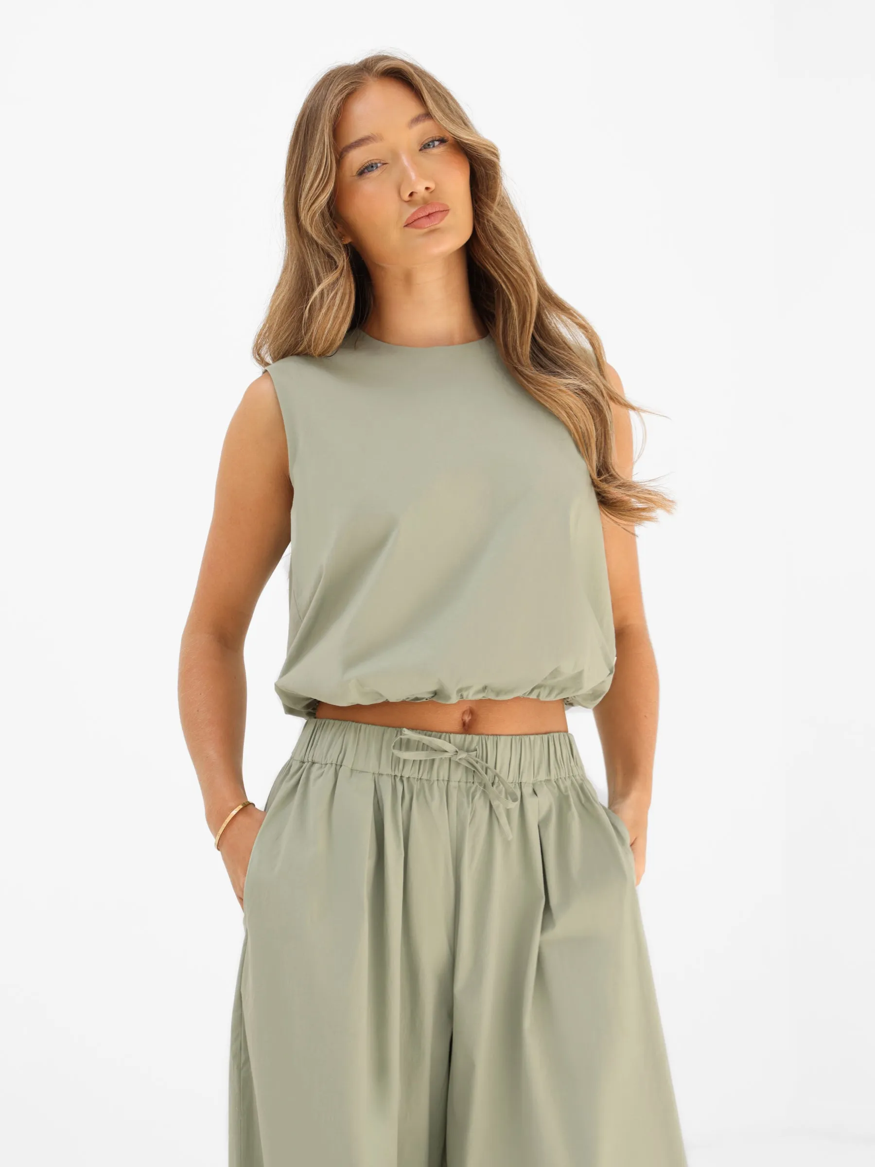 Kaia Bubble Hem Poplin Top - Pistachio sold by Blakely product image thumbnail 5