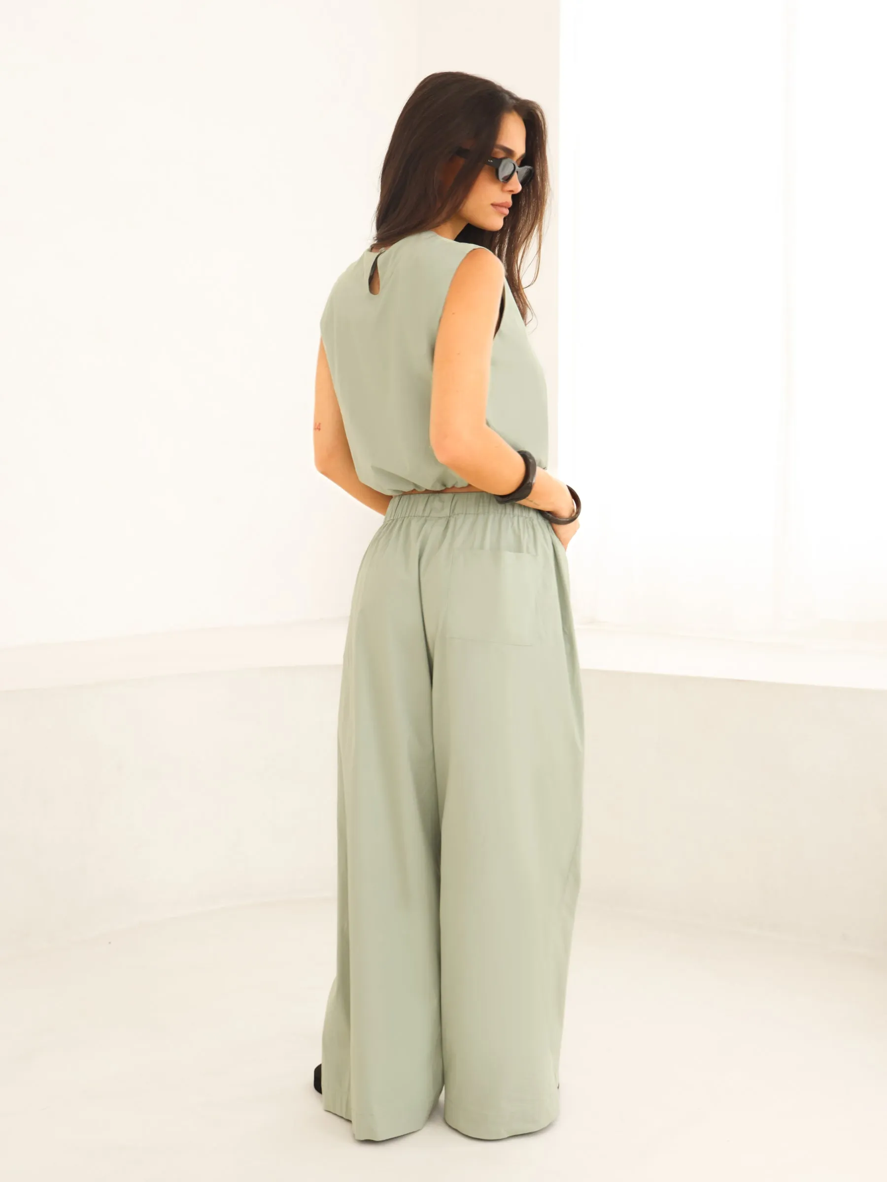 Kaia Bubble Hem Poplin Top - Pistachio sold by Blakely product image thumbnail 4