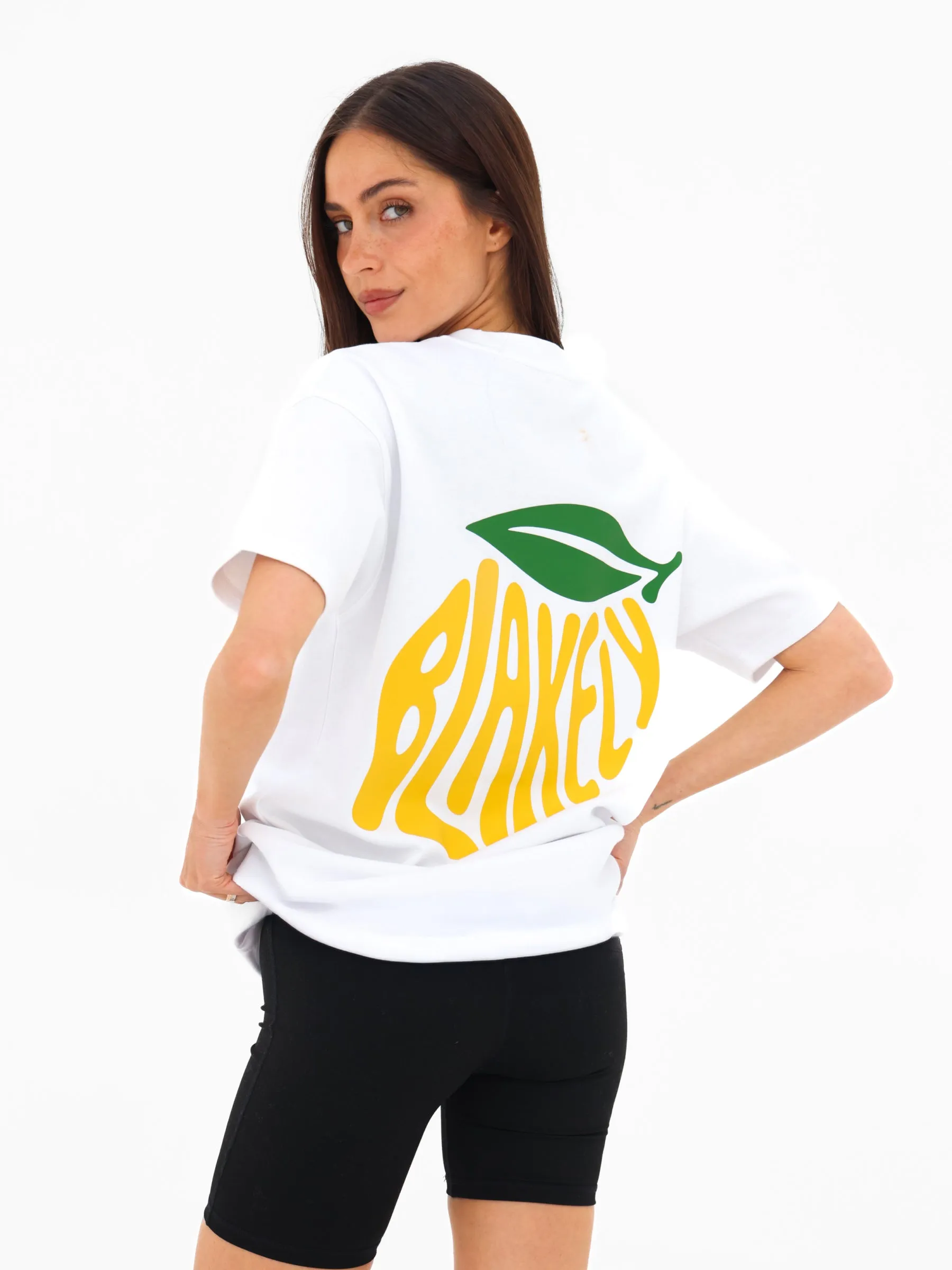 Lemon Bubble Print Oversized T-Shirt - White sold by Blakely