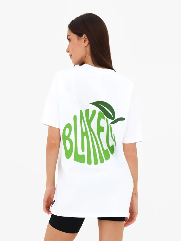Lime Bubble Print Oversized T-Shirt - White made by Blakely